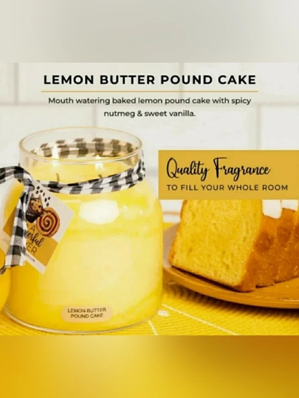 LEMON BUTTER POUND CAKE -A Cheerful Giver, Strong Scented Candle, 34 oz